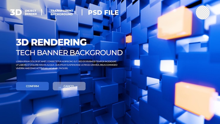 PSD 3d rendered high definition tech geometry banner