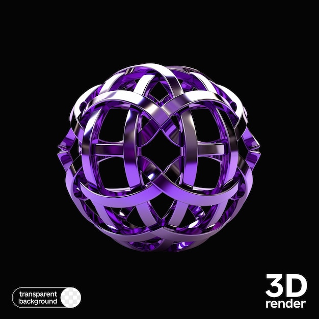 PSD sfera metallica olografica 3d sfera viola sullo sfondo isolato