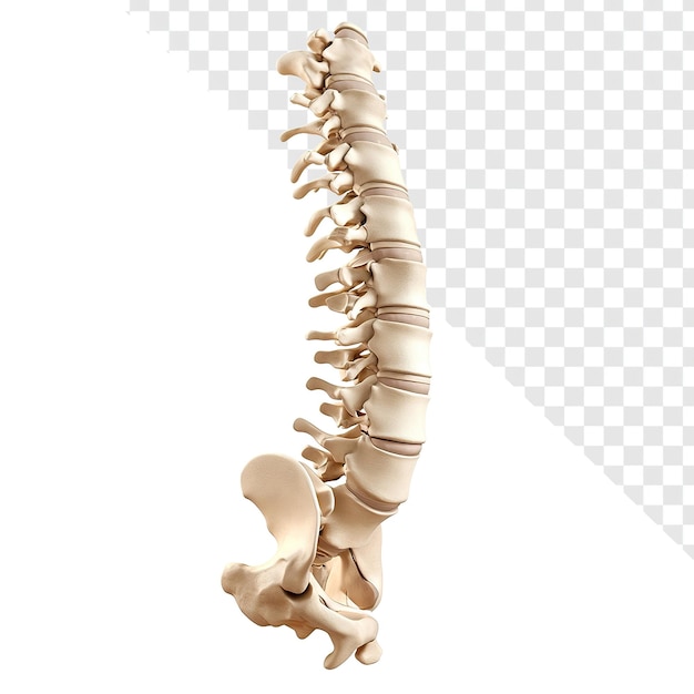 PSD rendering 3d della colonna vertebrale umana con frattura su uno sfondo trasparente