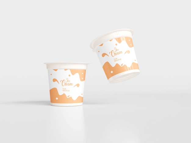 PSD 3d rendered ice cream cup mockup