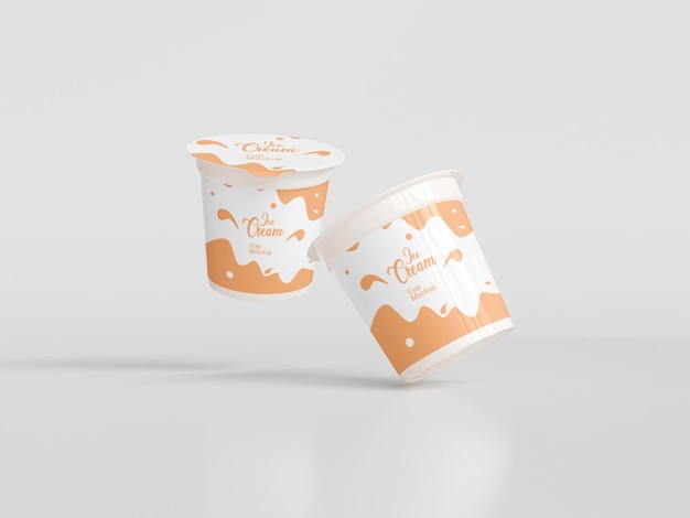 PSD 3d rendered ice cream cup mockup