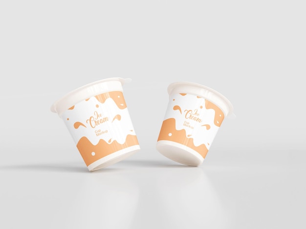 PSD 3d rendered ice cream cup mockup