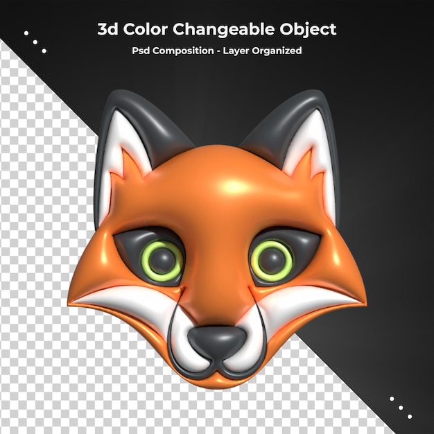 PSD 3d rendered illustration of fox funny cartoon character