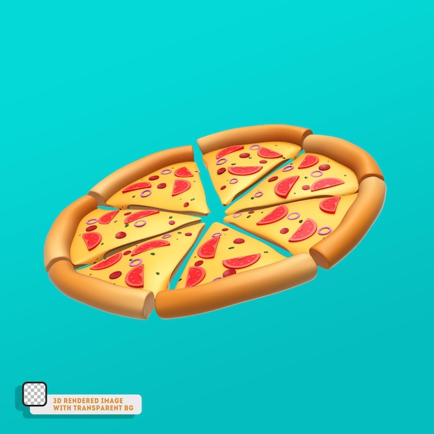 맛있는 피자 아이콘의 3d 렌더링 된 그림