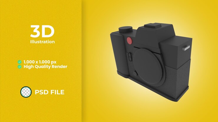 PSD 3d rendered illustrator camera body only