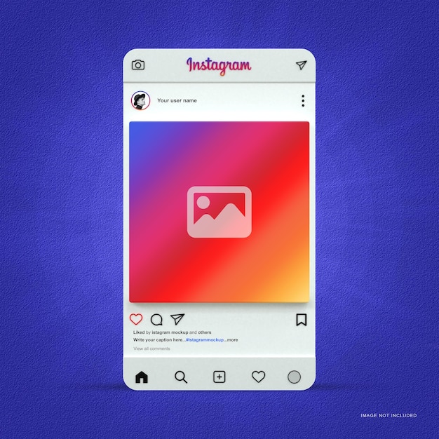 Interfaccia instagram con rendering 3d per il mockup di post sui social media