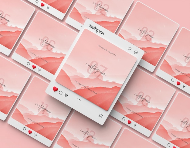 3d reso instagram post mockup isolato