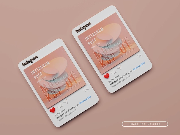 3dレンダリングされたinstagramポストモックアップ