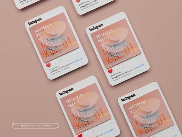 3DレンダリングされたInstagramポストモックアップ