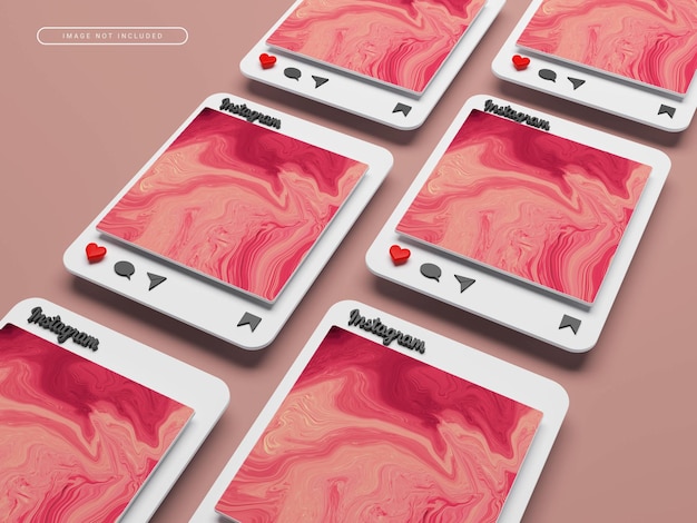 3DレンダリングされたInstagramポストモックアップ