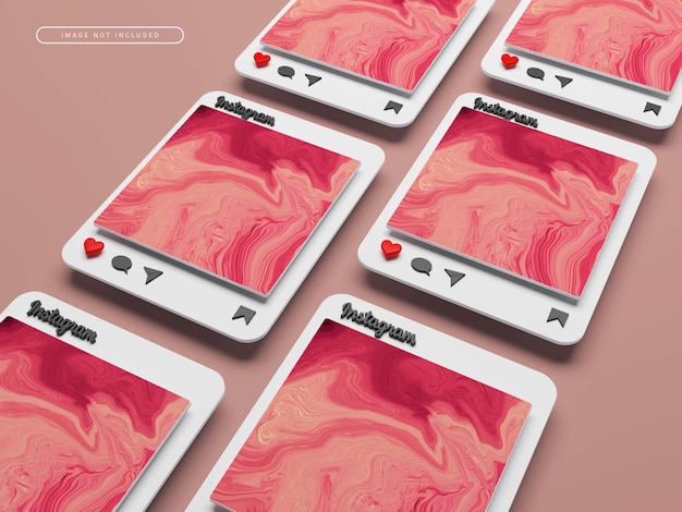 PSD mockup di post instagram reso 3d