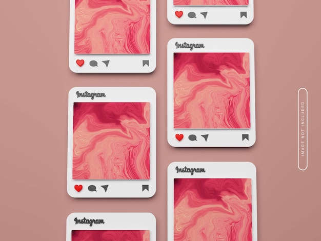 3DレンダリングされたInstagramポストモックアップ