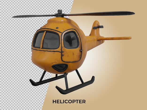 PSD 3d rendered isolated high quality low poly helicopter