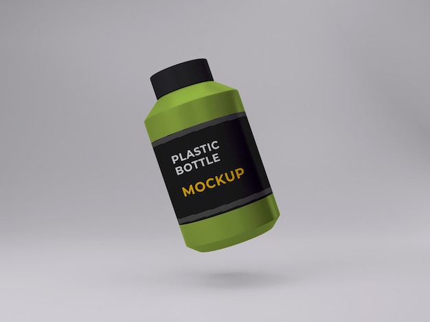 3d rendered isolated plastic supplement bottle mockup design