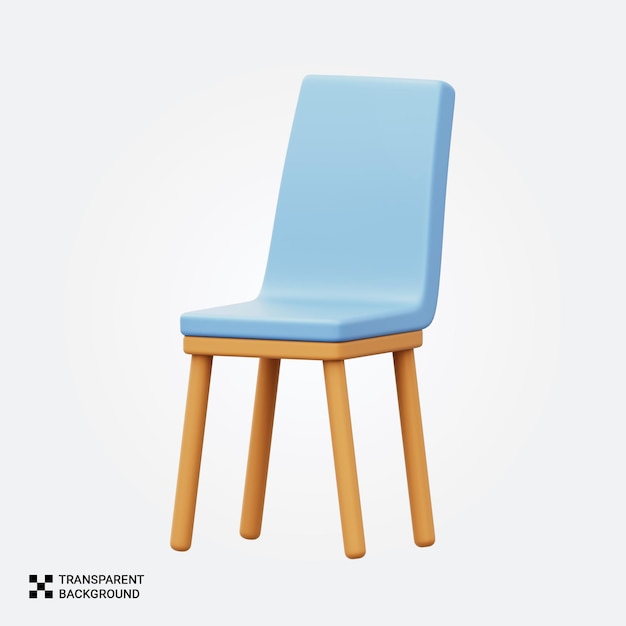 3d rendered light blue chair with wooden legs