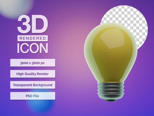 3d rendered light bulb icon