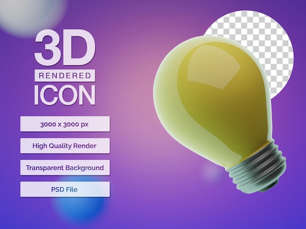 3d rendered light bulb icon