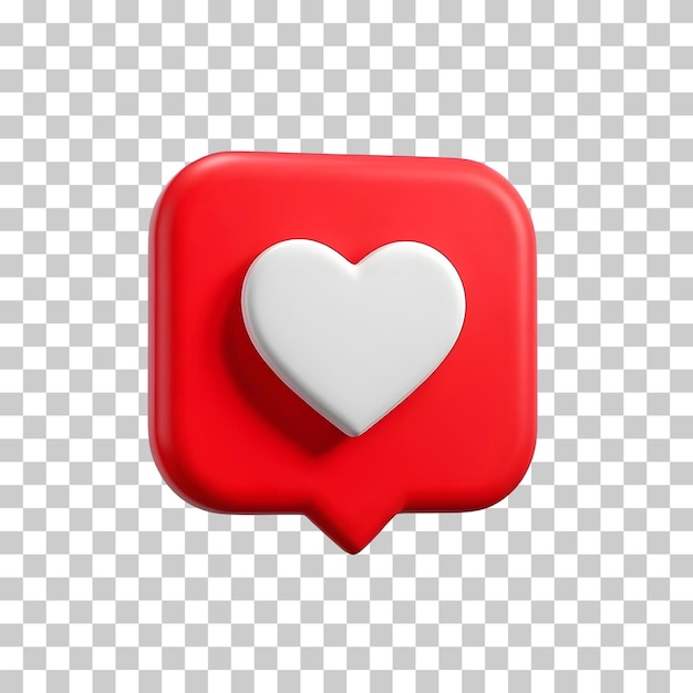 3D rendered like icon with a white heart shape