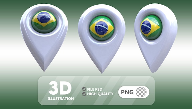 PSD 3d レンダリング ブラジル国旗