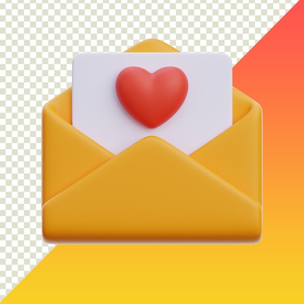 3D Rendered Love Letter isolated on transparent background