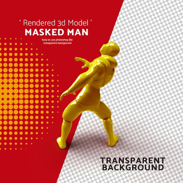 PSD 마스크를 쓴 남자의 3d 렌더링 모델