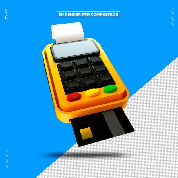 3d rendered money credit card machine