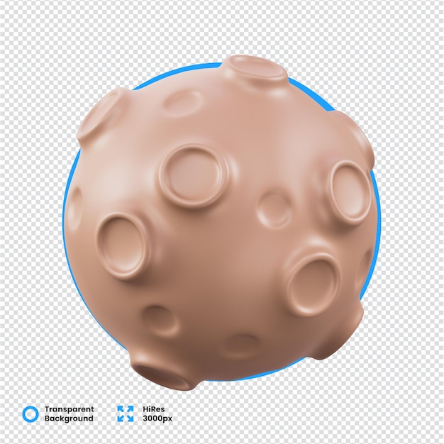 3d rendered moon icon with a beige color and transparent background