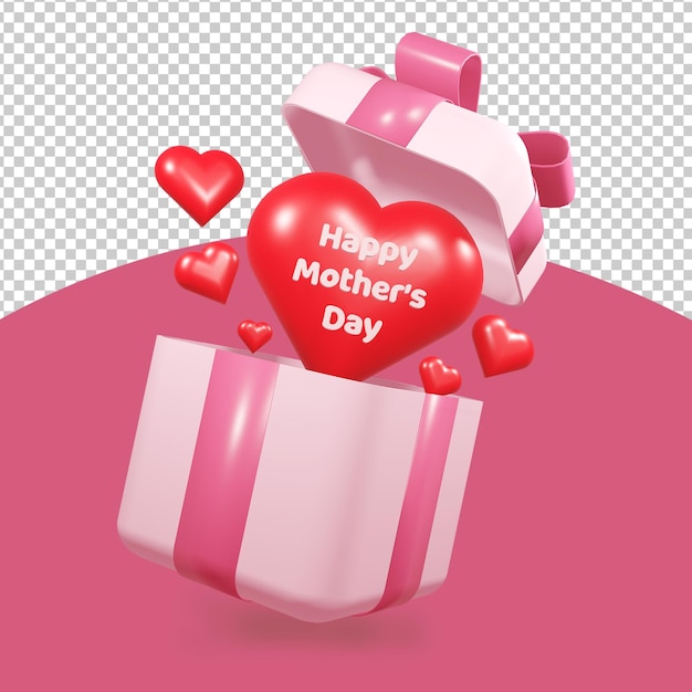 Confezione regalo per la festa della mamma con rendering 3d