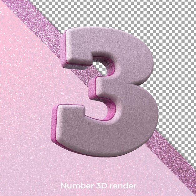 PSD 3d rendered number in glitter pink and light pink