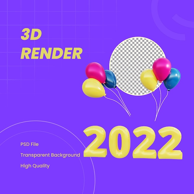 3d reso oggetto 2022 palloncino elemento