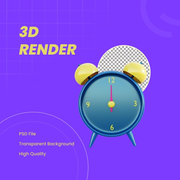 Sveglia di capodanno con oggetto 3d renderizzato