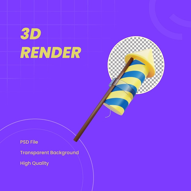 3d rendered object new year rocket firecracker