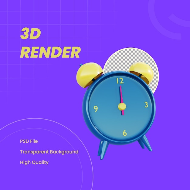 PSD 시계를 보여주는 3d 렌더링 된 개체 새해