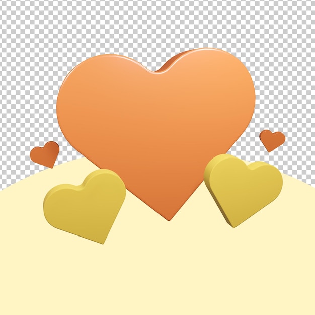 PSD 3d rendered orange heart icon