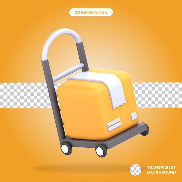 3d rendered package trolley isolated on the transparent background