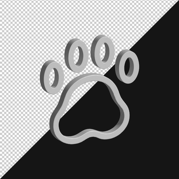 3d rendered paw print on transparent surface