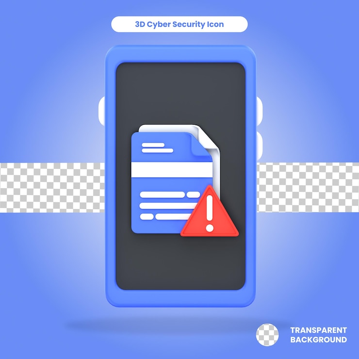 PSD 3d rendered phone file warning object