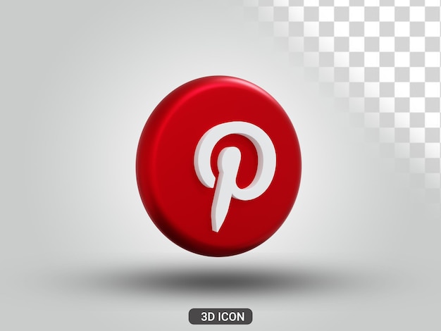 3D rendered Pinterest 3D Icon left view