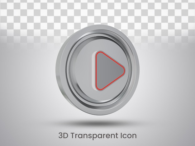 3dレンダリングされた再生ボタンアイコンデザイン左側面図