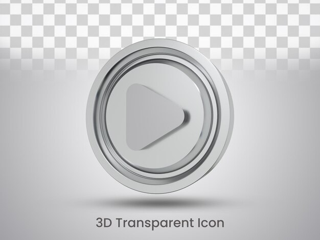 PSD 3d rendered play button icon design side view