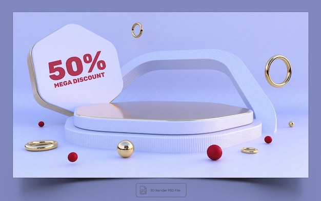 PSD 3d rendered podium for your product showcase