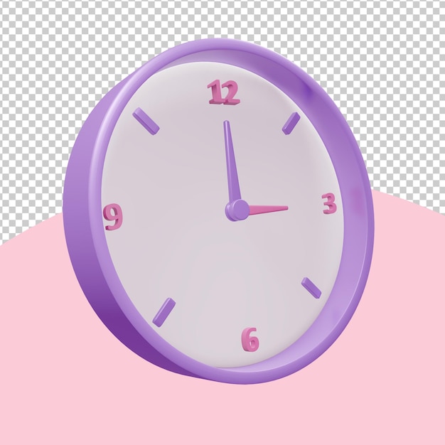 PSD 3d rendered purple clock with timepieces