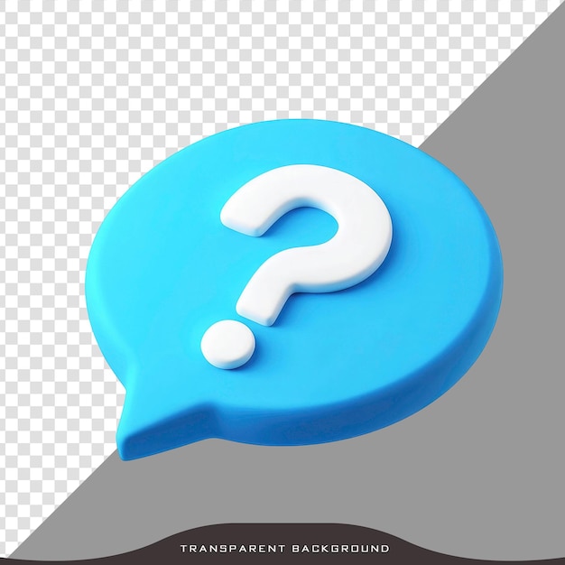 3d rendered question mark on speech bubble isolated on transparent background