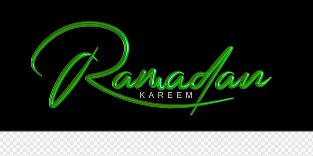 Testo ramadan kareem con rendering 3d su sfondo trasparente