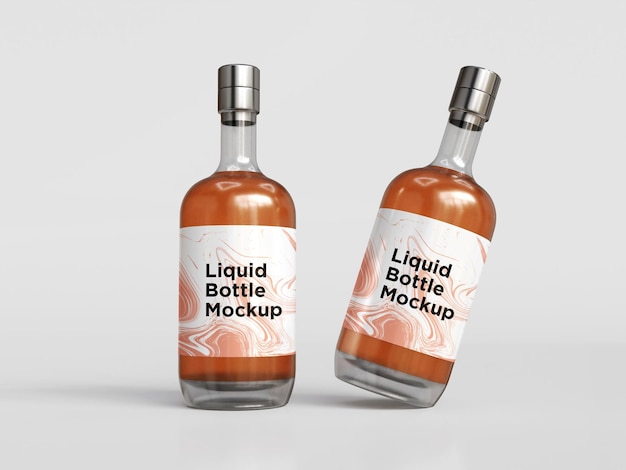 3d rendered realistic glass bottle mockup