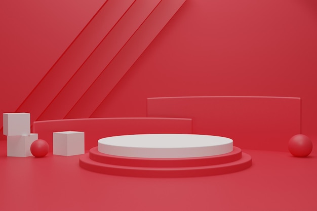 3d rendered red podium background