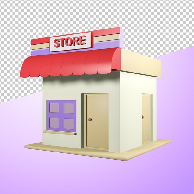 PSD 3 d レンダリングされた赤い店舗ビル