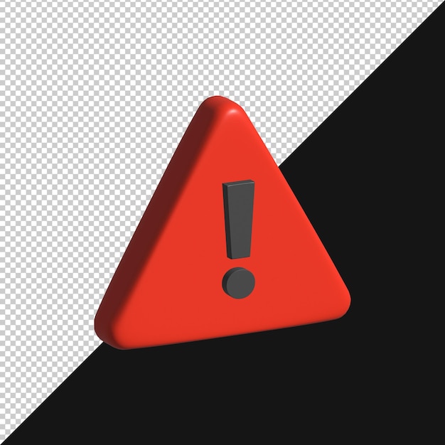 3D Rendered Red Warning Triangle with Exclamation Mark