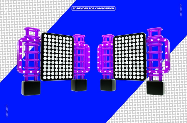 PSD 3d rendered reflector light structure
