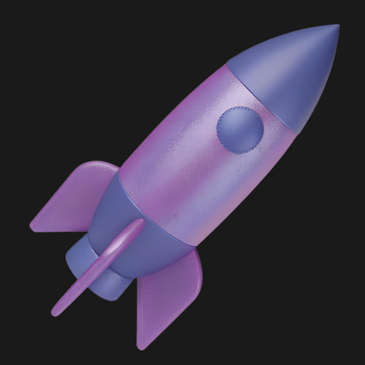 PSD 3d rendered rocket black background